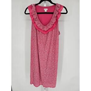 Zenista Women's Pink Floral Sleeveless Ruffle-Neck Pajama Nightgown  Size L